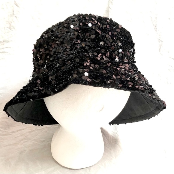 VERTA Women’s sequin black Glittery all over Bucket Hat/Cap size OS NWT - Picture 3 of 11